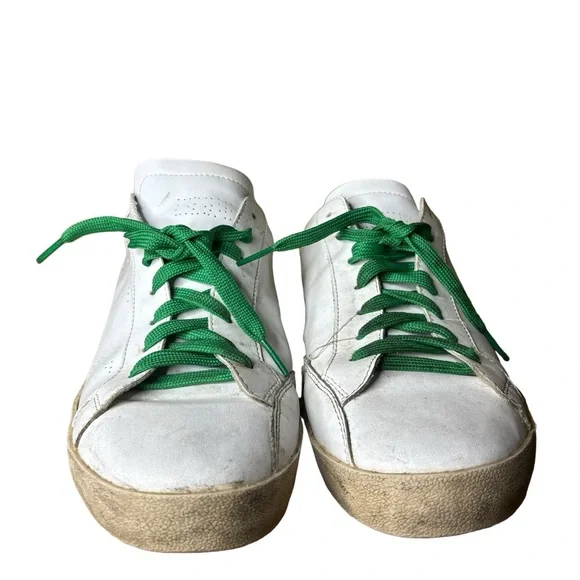 GooseShoesGolden Goose White Leather Green Glitter Superstar Sneakers Si… - Picture 2 of 12